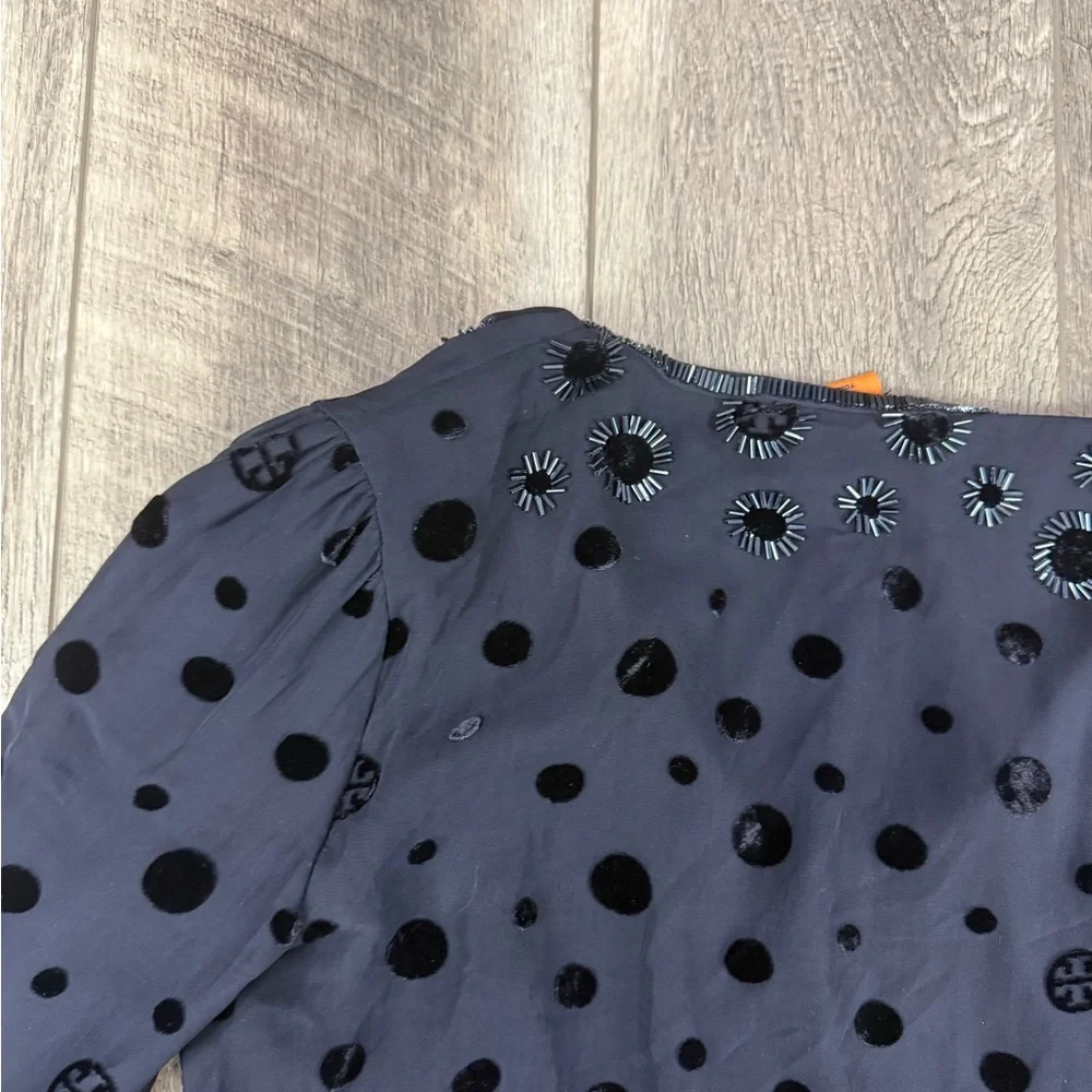 Tory‎ Burch Navy Velvet Burnout Blouse